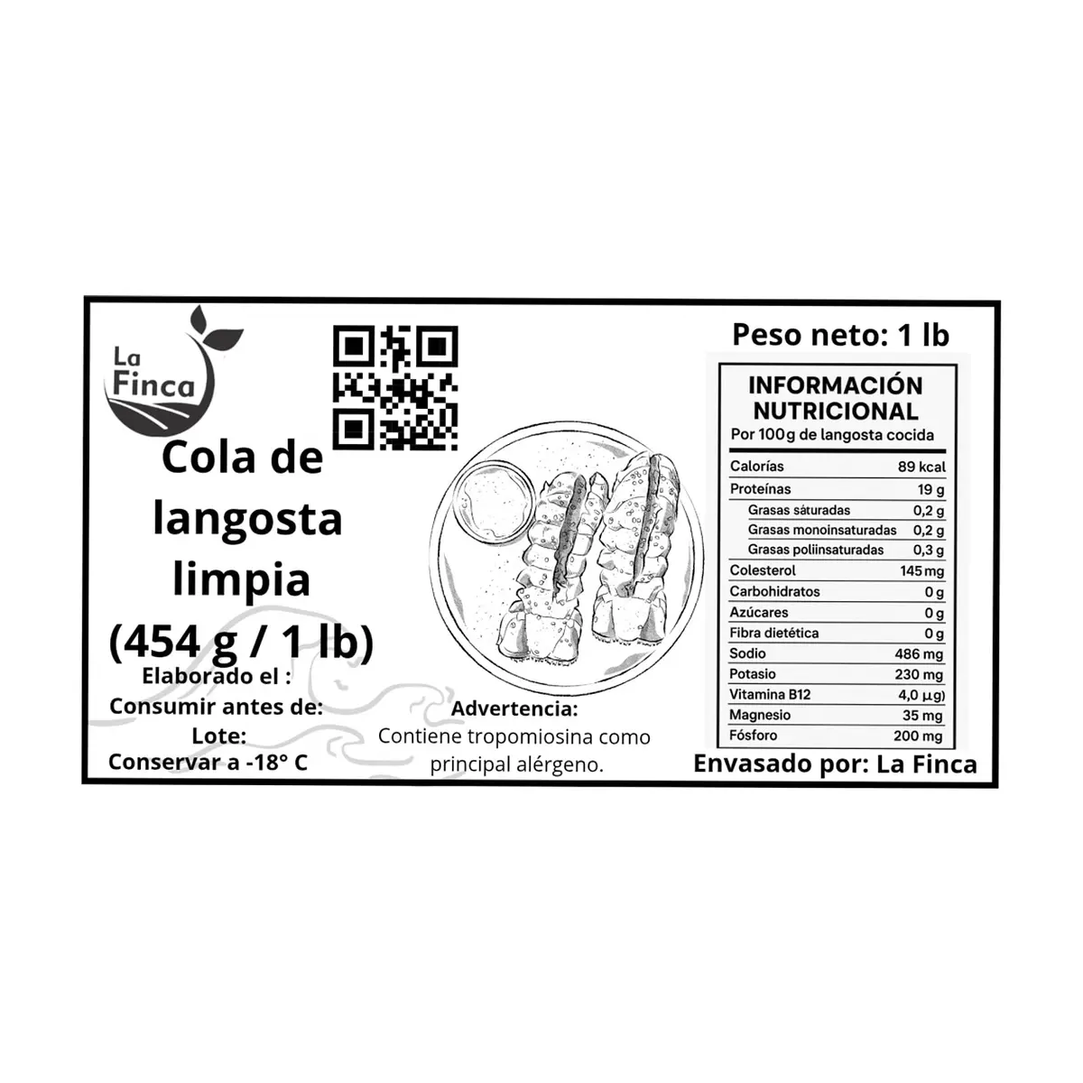 Cola de langosta limpia (454 g / 1 lb) - Miniatura 3