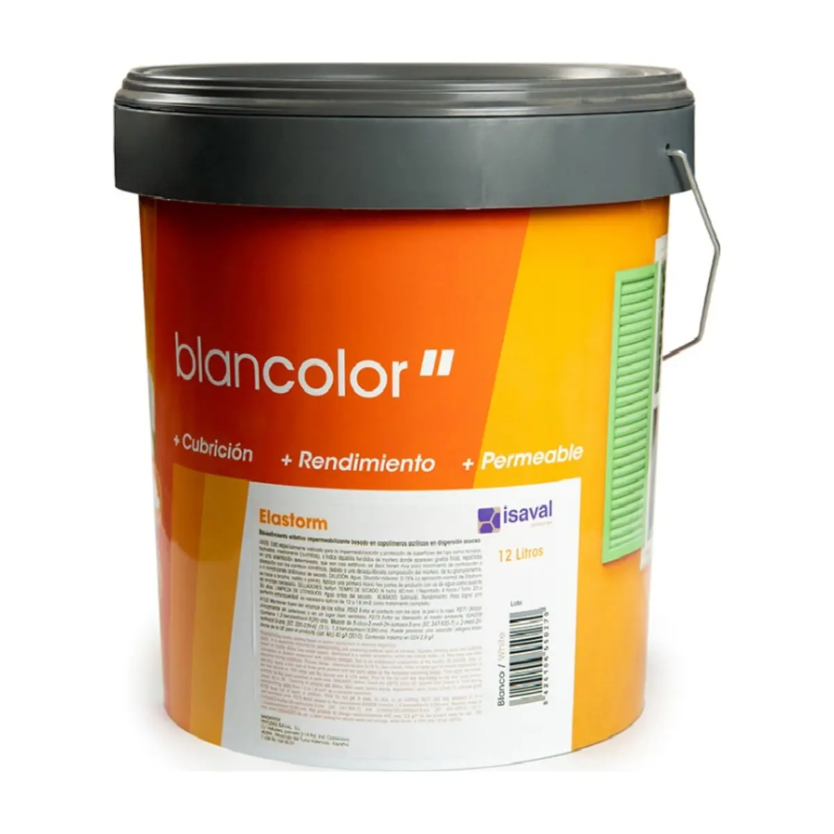 Pintura elástica impermeabilizante color blanco elastorm Blancolor Isaval (12 L) - Thumbnail 2