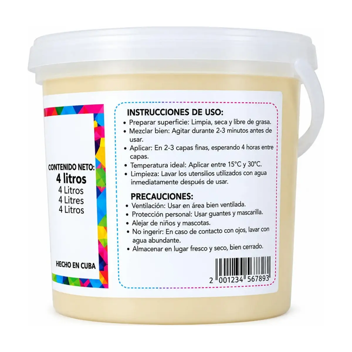 Pintura vinílica interior y exterior color marfil Bello Hogar (4 L) - Thumbnail 2