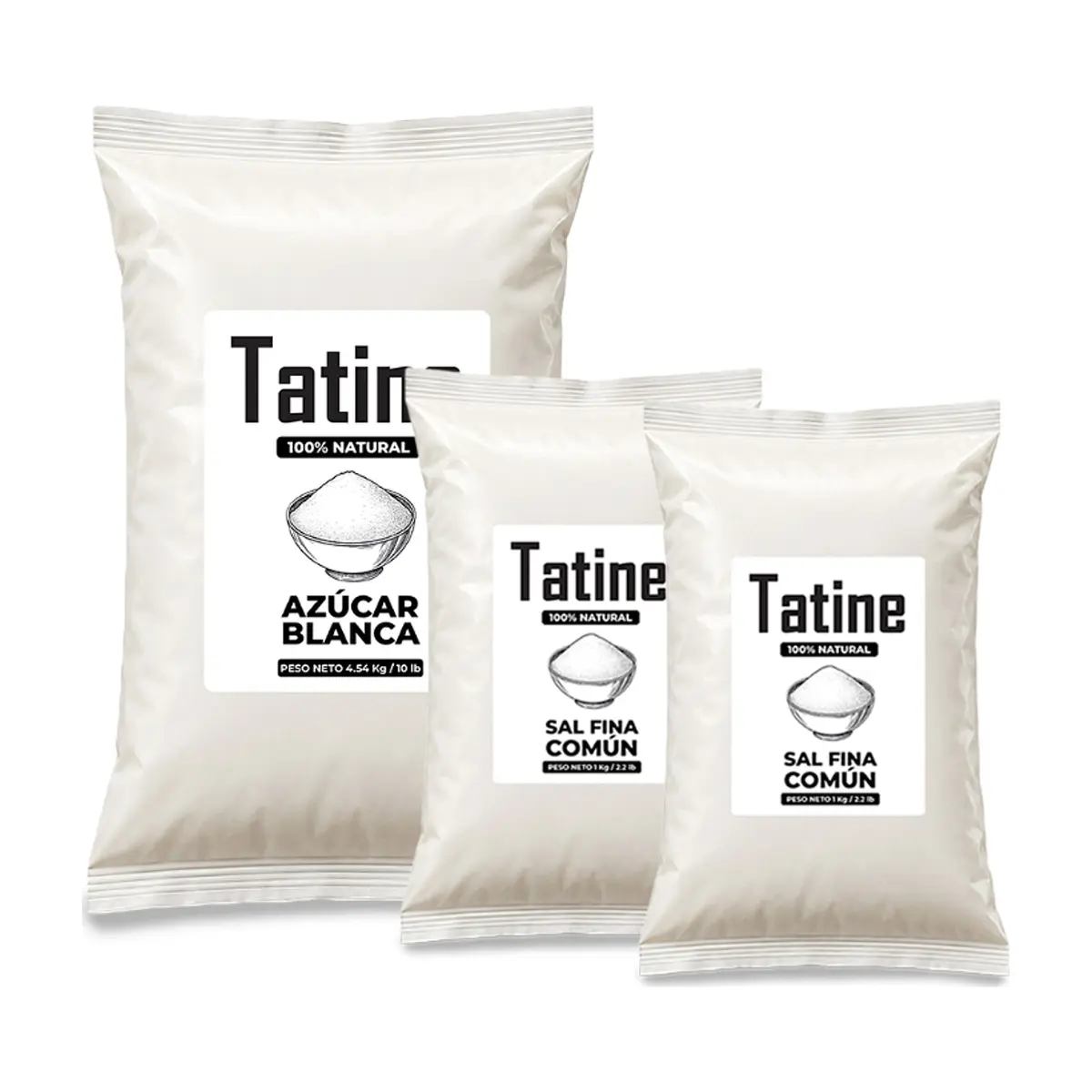 Combo dulce y salado Tatine #4: Sal fina común Tatine + Azúcar blanca Tatine
