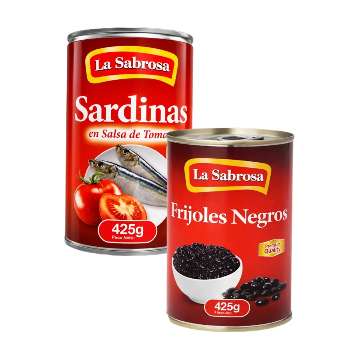 Sardinas en salsa de tomate + Frijoles negros enlatados - Imagen 1