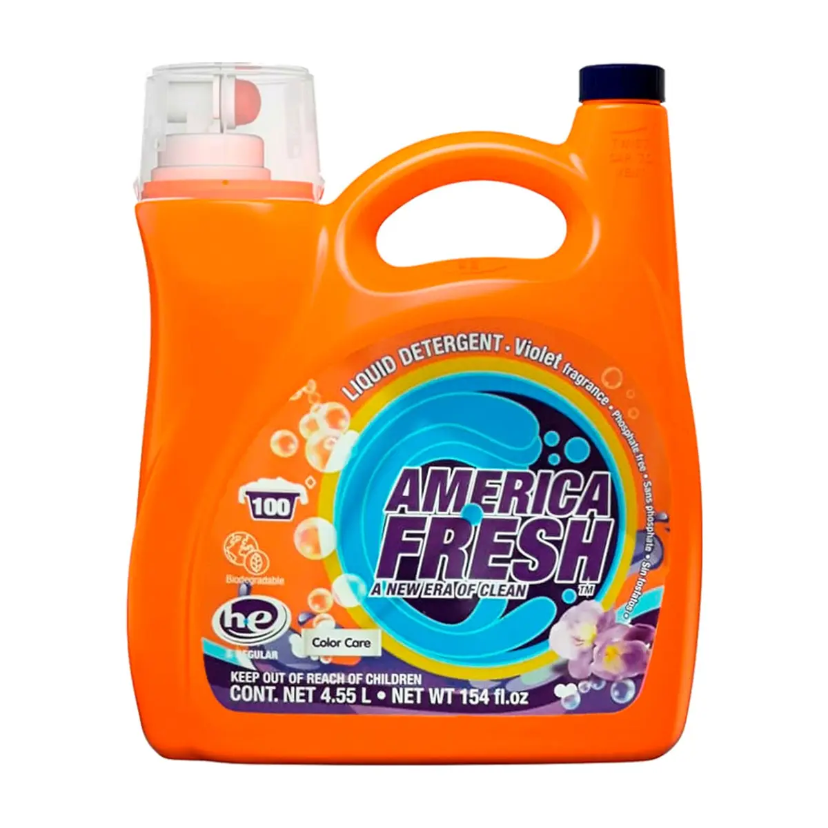 Detergente líquido de fragancia violeta para ropa America Fresh (4.55 L) - Imagen 1