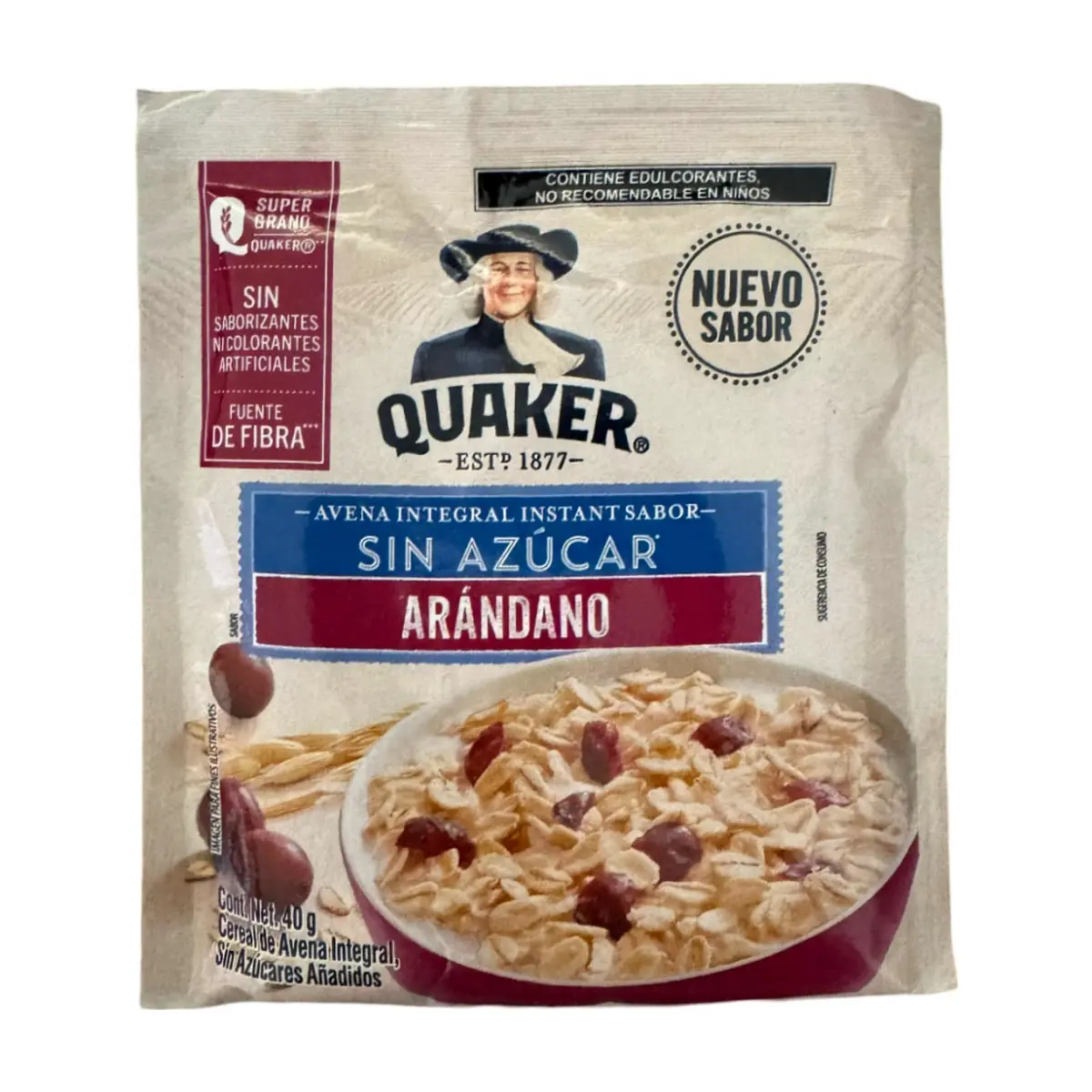 Avena integral sin azúcar sabor arándanos Quaker (40 g / 1.41 oz)