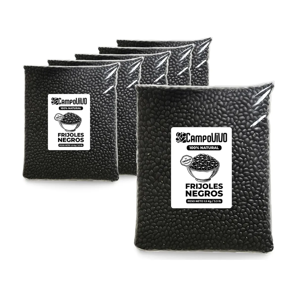 Frijoles negros Campo Vivo (6 x 1.5 kg / 3.3 lb)