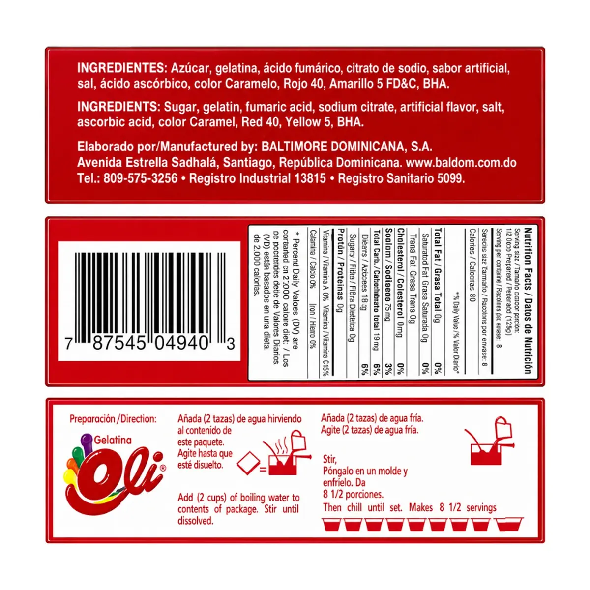 Gelatina sabor tutti frutti Oli (170 g / 6 oz) - Thumbnail 2
