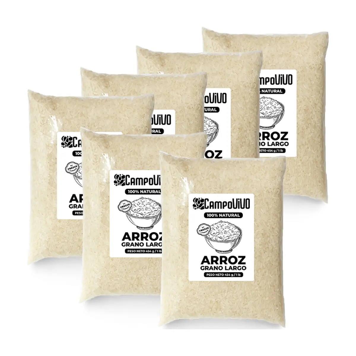 Arroz de grano largo Campo Vivo (6 x 454 g / 1 lb)