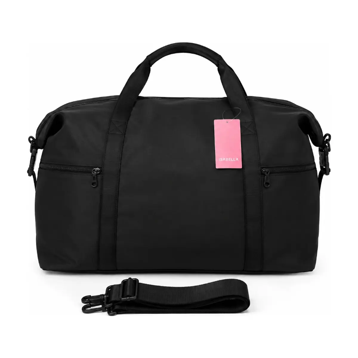 Bolsa de viaje negra con bolsillos laterales y asas extraíbles ISABELLA