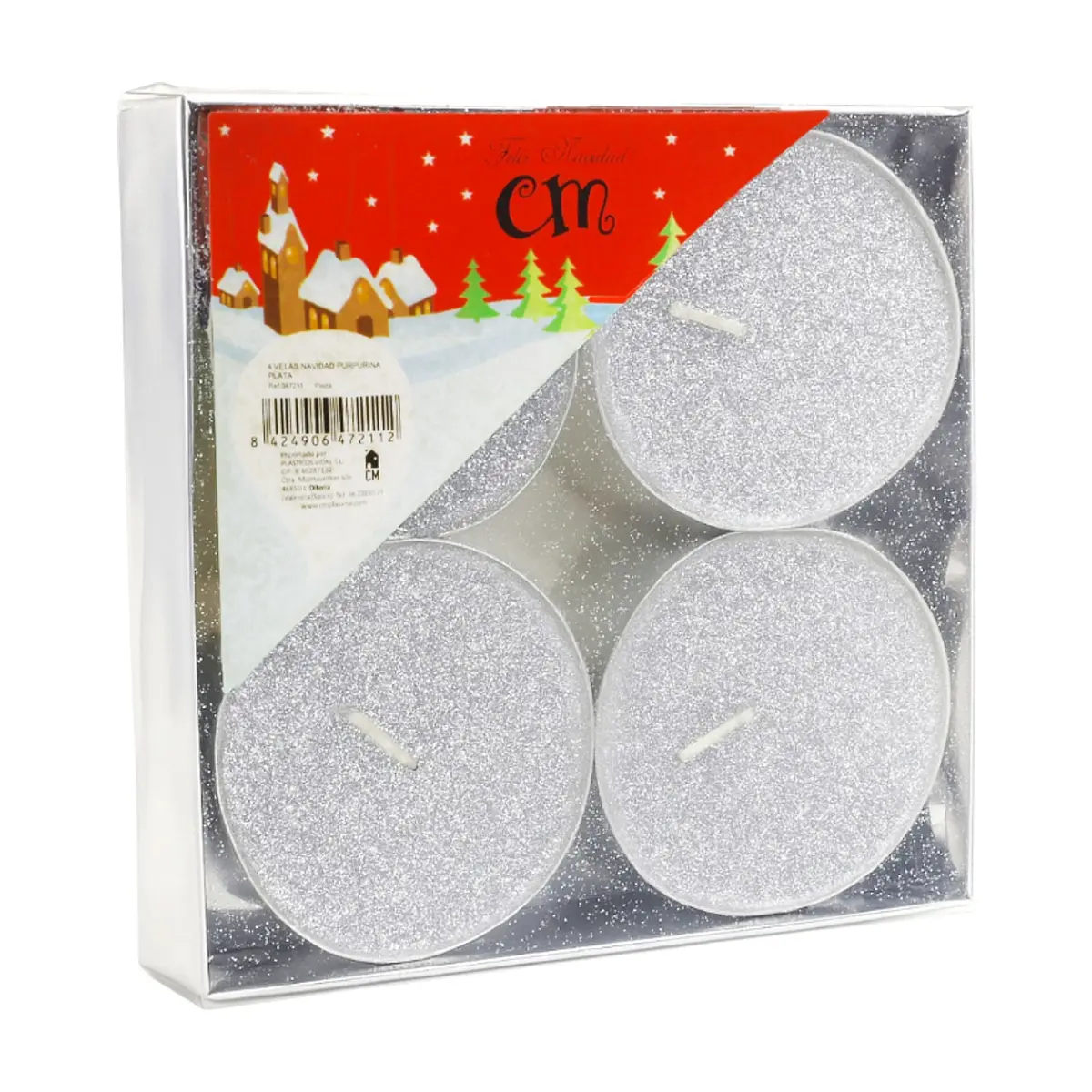 Velas de navidad color plata con purpurina, Casa y Menaje (4 U) - Thumbnail 5