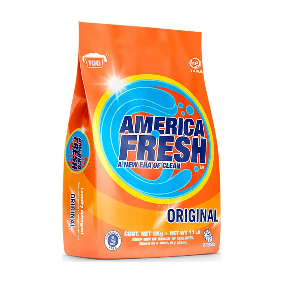 Detergente en polvo de fragancia original para ropa America Fresh (5 Kg / 11 lb) - Imagen 1