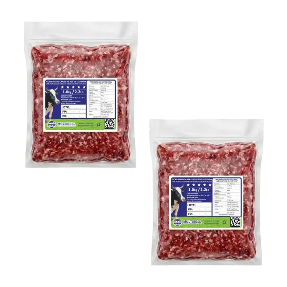 Picadillo de carne de res de segunda Multisell (2 x 1.0 kg / 2.2 lb)