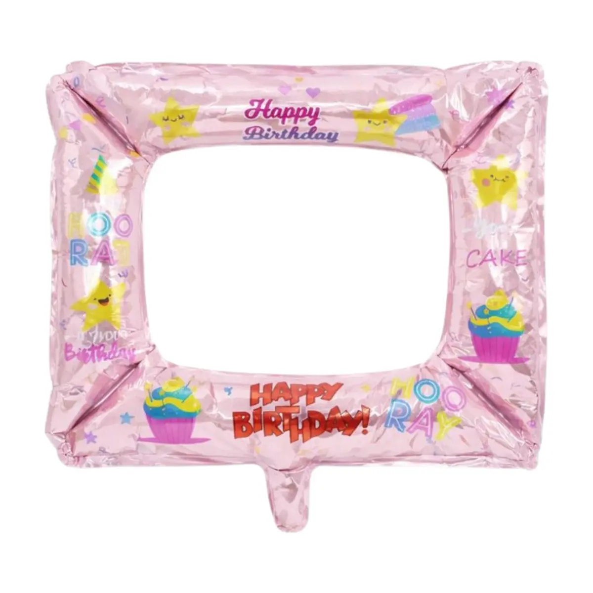 Globo de marco de fotografía Happy birthday rosado - Thumbnail 2