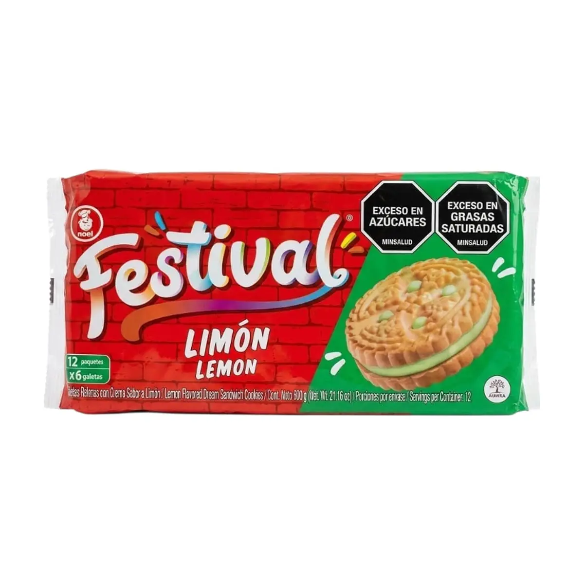 Galletas rellenas con crema sabor limón Festival Noel (600 g / 1.32 lb)