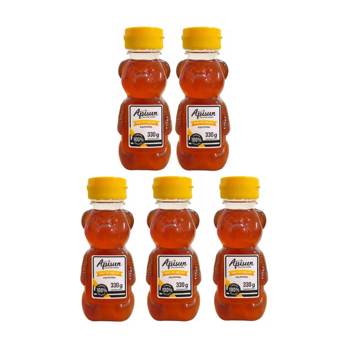Miel de abejas 100% natural Apisun (5 x 330 g / 11.64 oz)