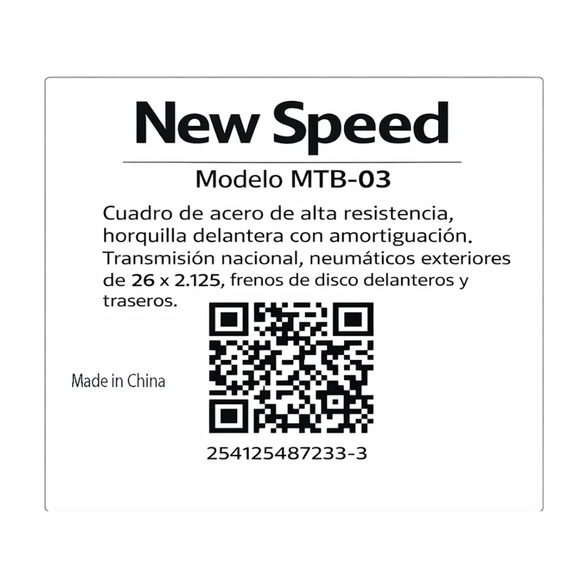 Bicicleta deportiva color negro y rojo New Speed MTB-03 - Thumbnail 4
