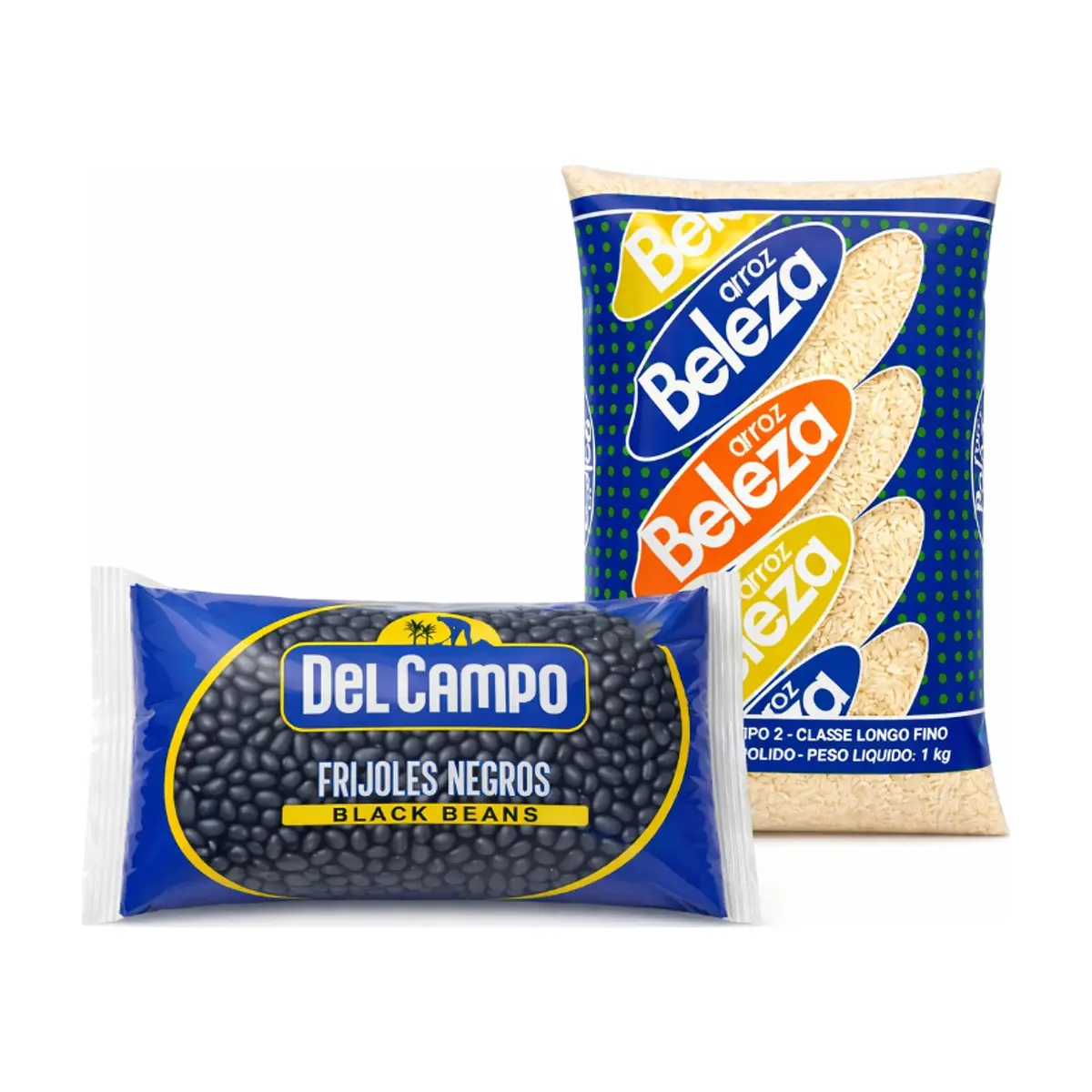 Arroz tipo 2 Beleza (1 kg / 2.20 lb) + Frijoles negros Del Campo (454 g / 1 lb) - Miniatura 1