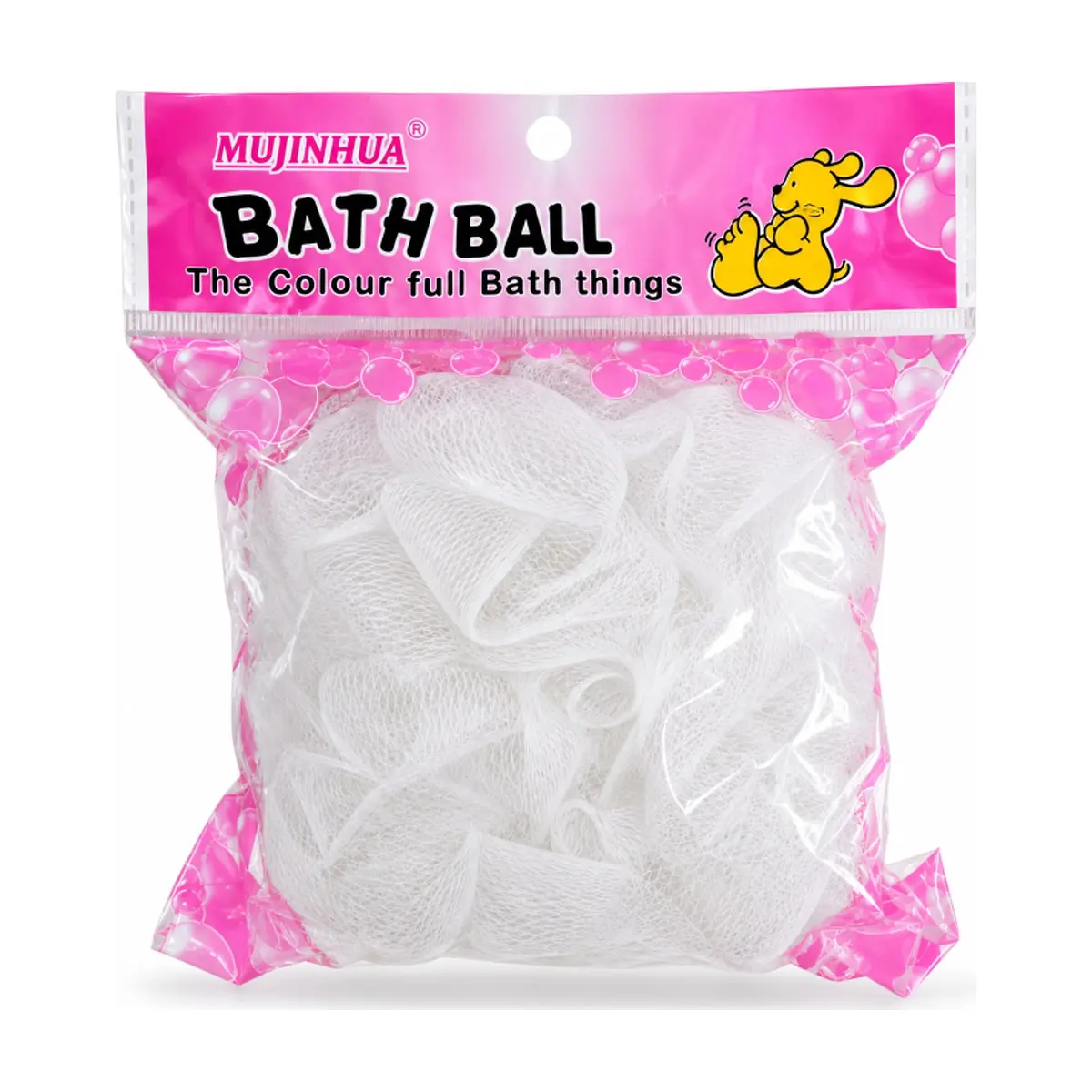 Esponja de baño tipo malla blanca Mujinhua