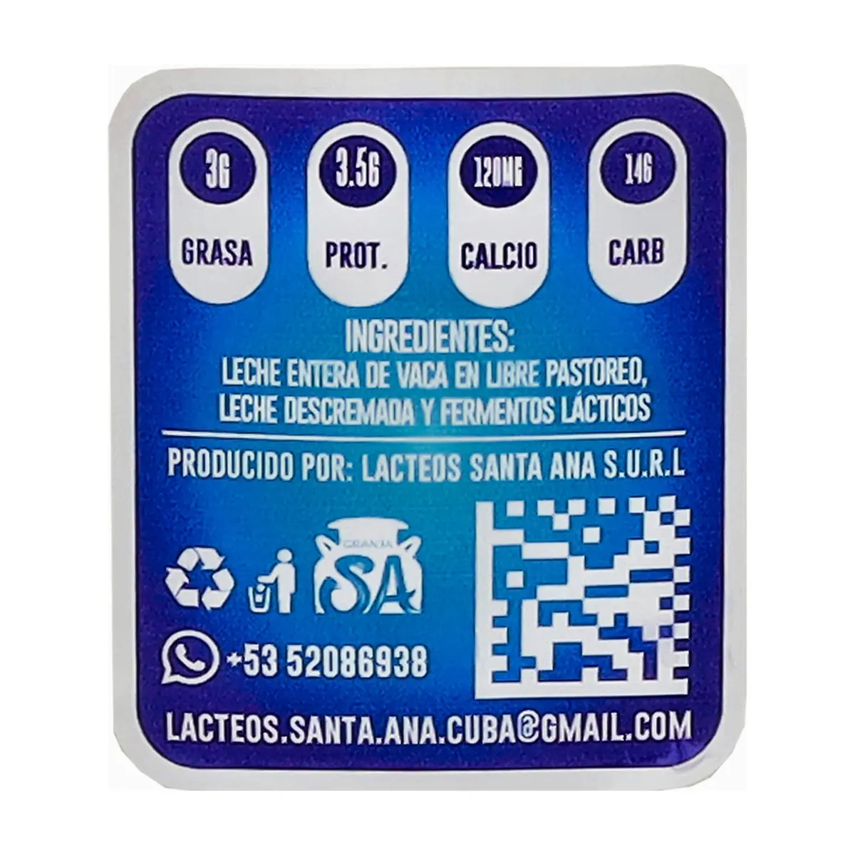 Yogurt probiótico natural Santa Ana (1 L) - Thumbnail 2