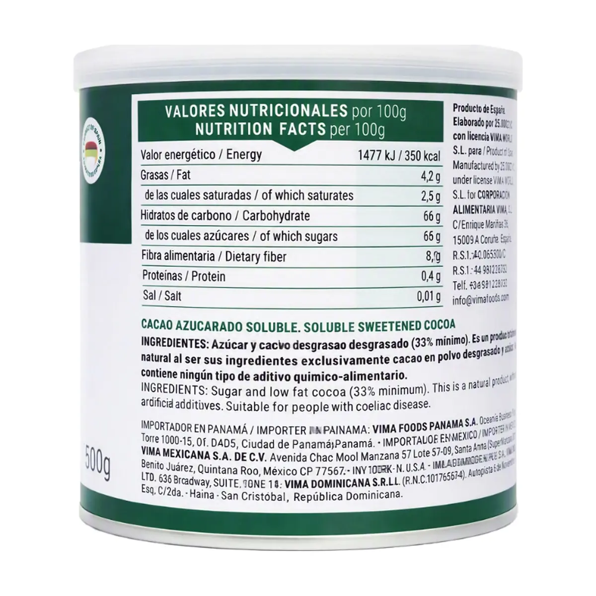 Cacao soluble en polvo Vimacao Vima Foods (500 g / 1.1 lb) - Thumbnail 4