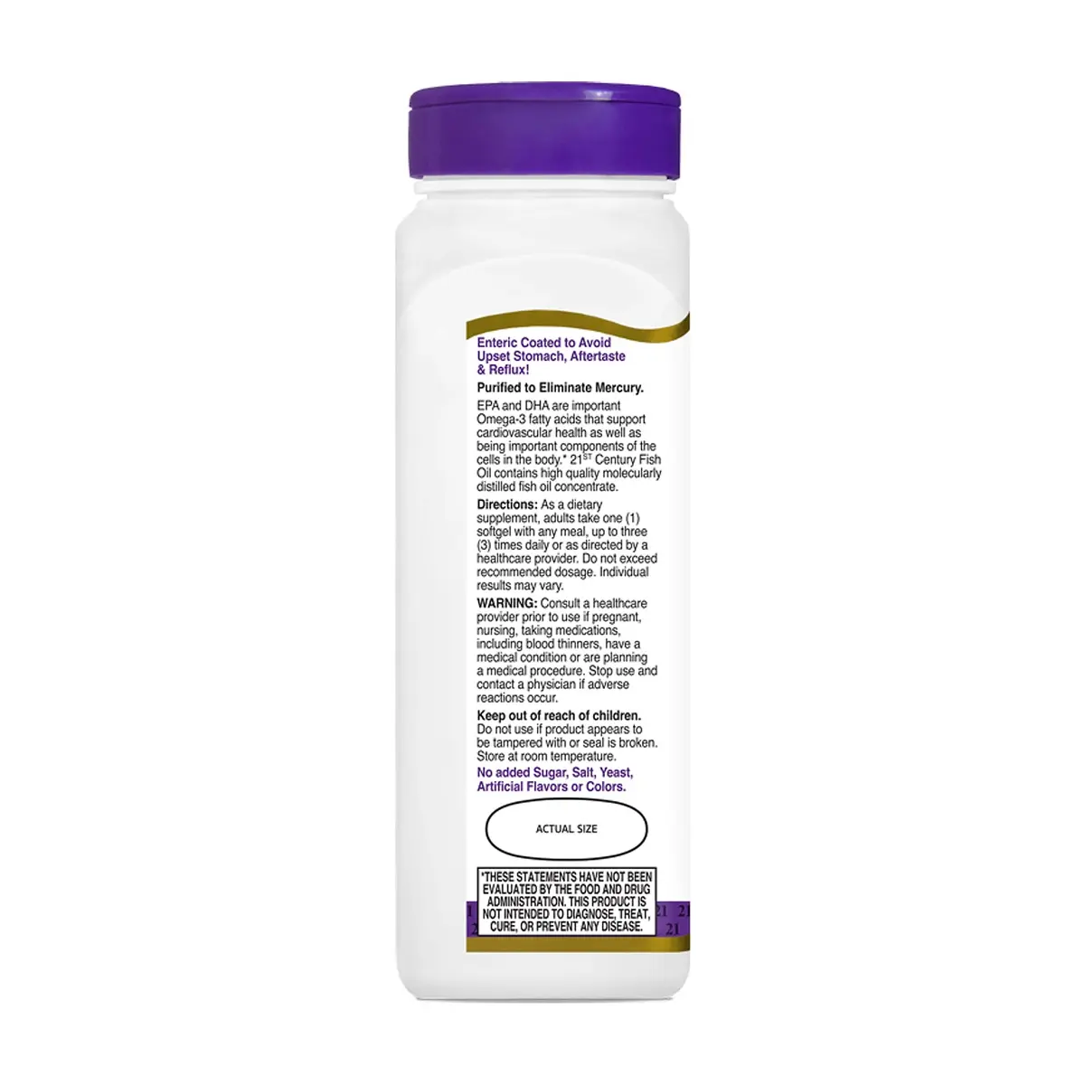 Omega 3. Aceite de pescado libre de reflujo 1000 mg 21st Century (90 cápsulas) - Thumbnail 5