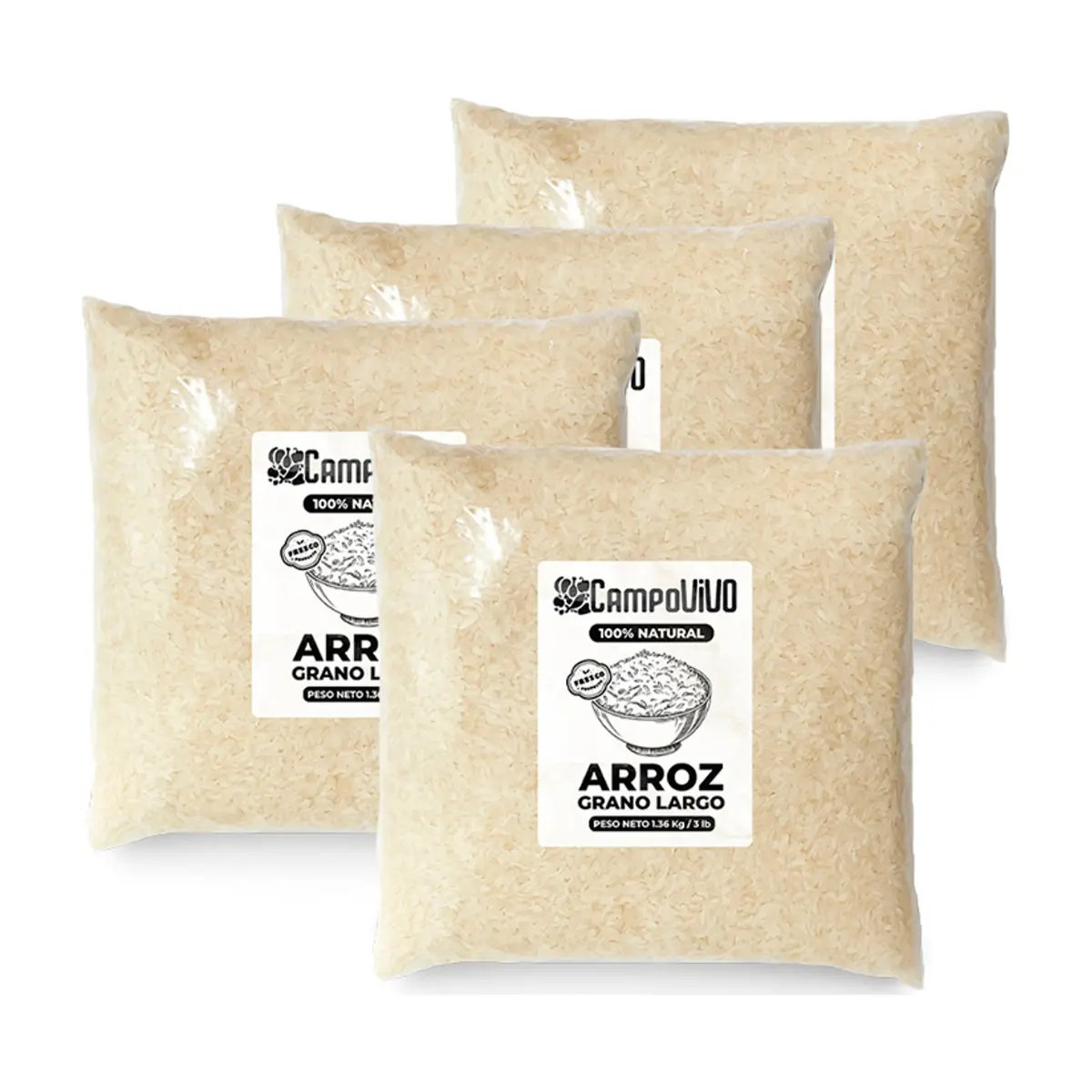 Arroz de grano largo Campo Vivo (4 x 1.36 kg / 3 lb)