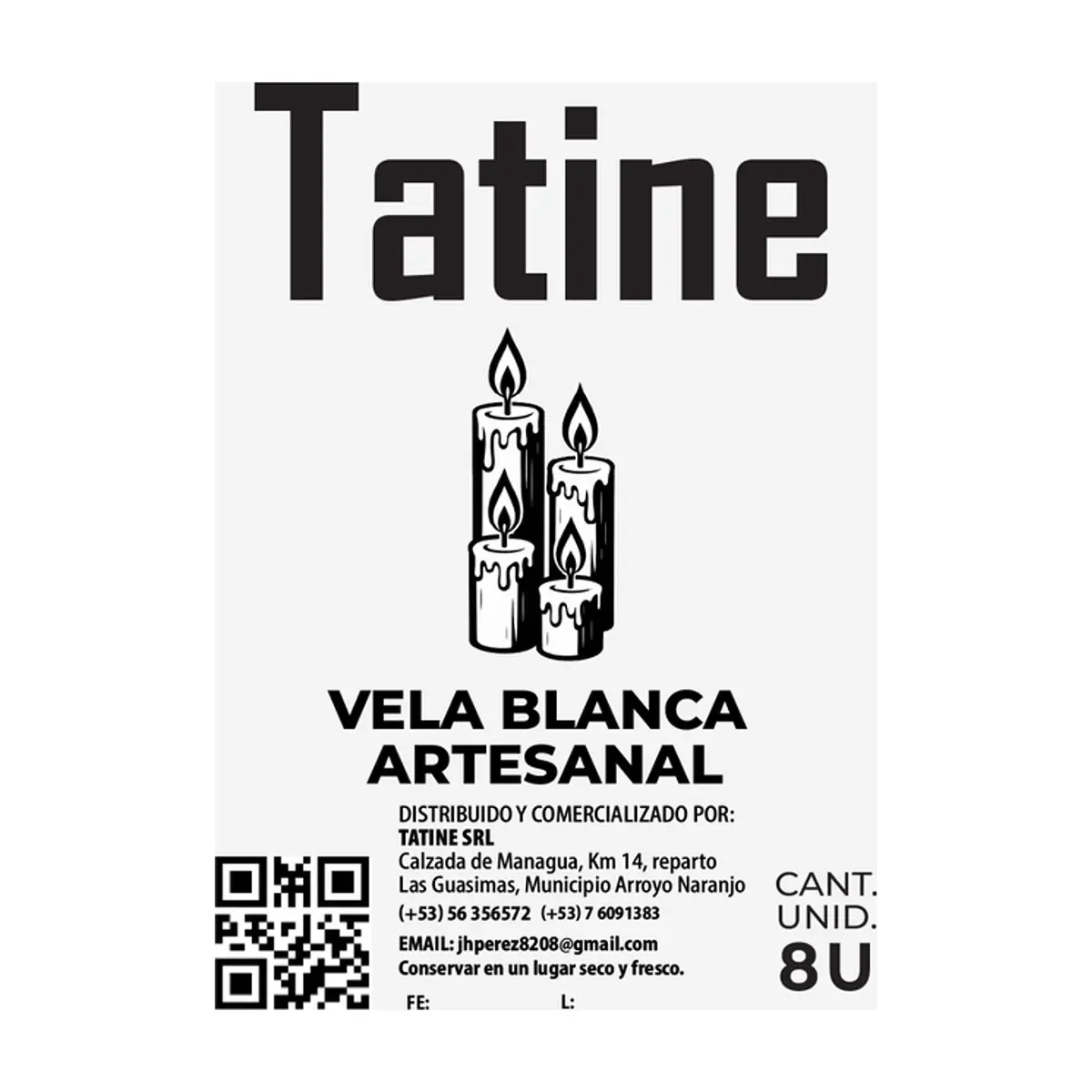 Vela blanca artesanal Tatine (8 U) - Thumbnail 3