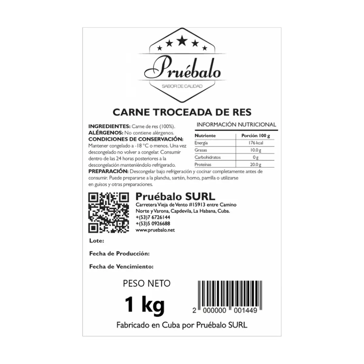 Carne de res troceada Pruébalo (1 kg / 2.2 lb) - Thumbnail 4