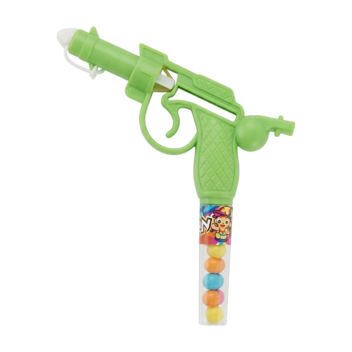 Pistola de juguete verde con caramelos Chipirrines