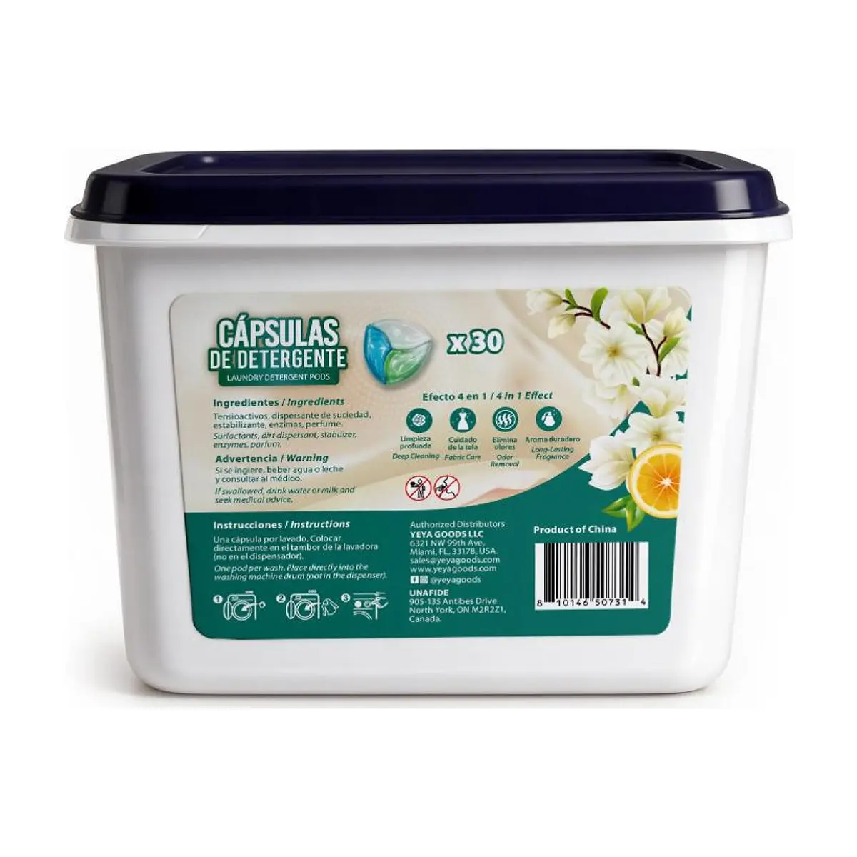 Cápsulas de detergente para lavar aroma jazmín y cítricos YEYA (300 g / 11 oz) - Thumbnail 4