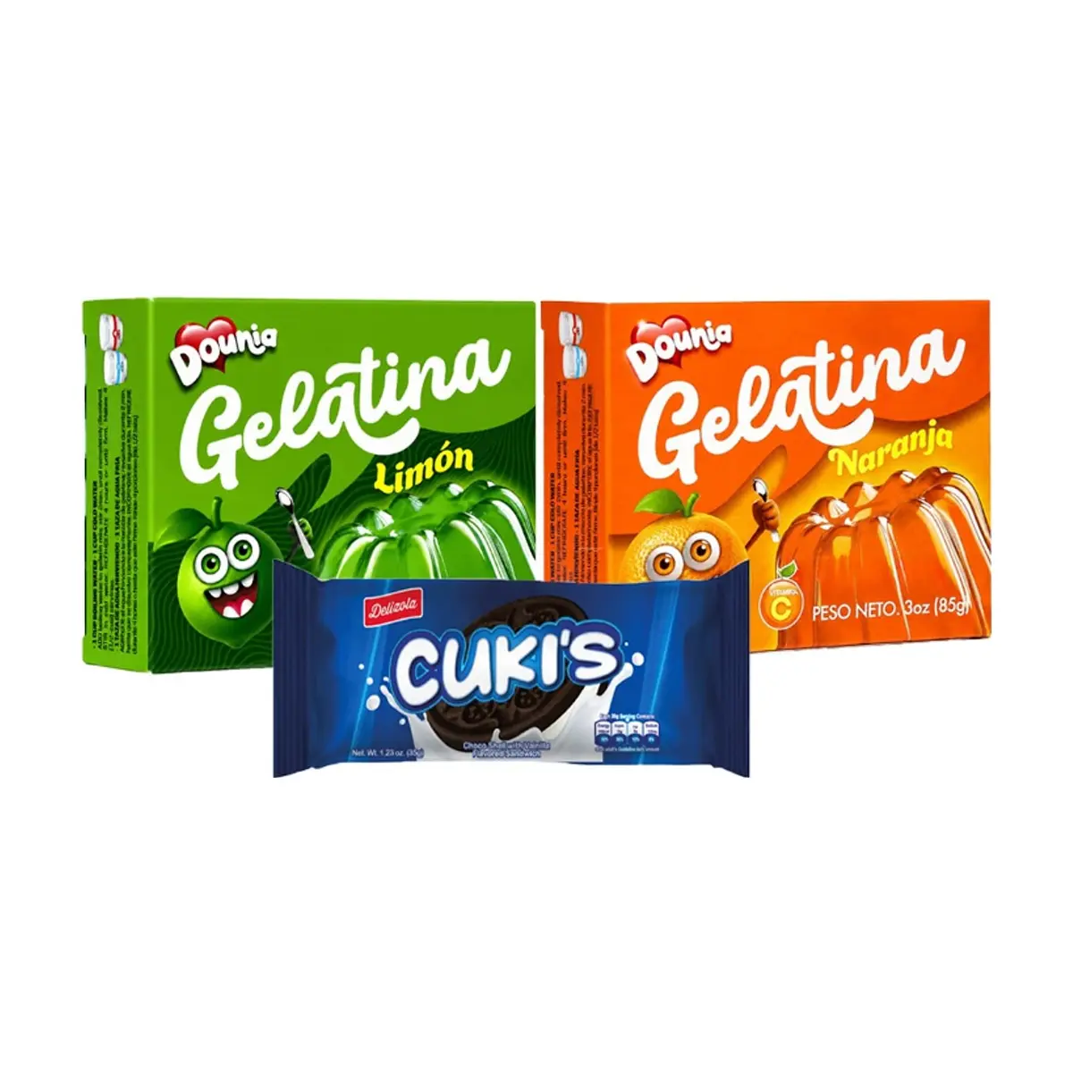 Combo de gelatina de limón, naranja y galletas cukis - Miniatura 1