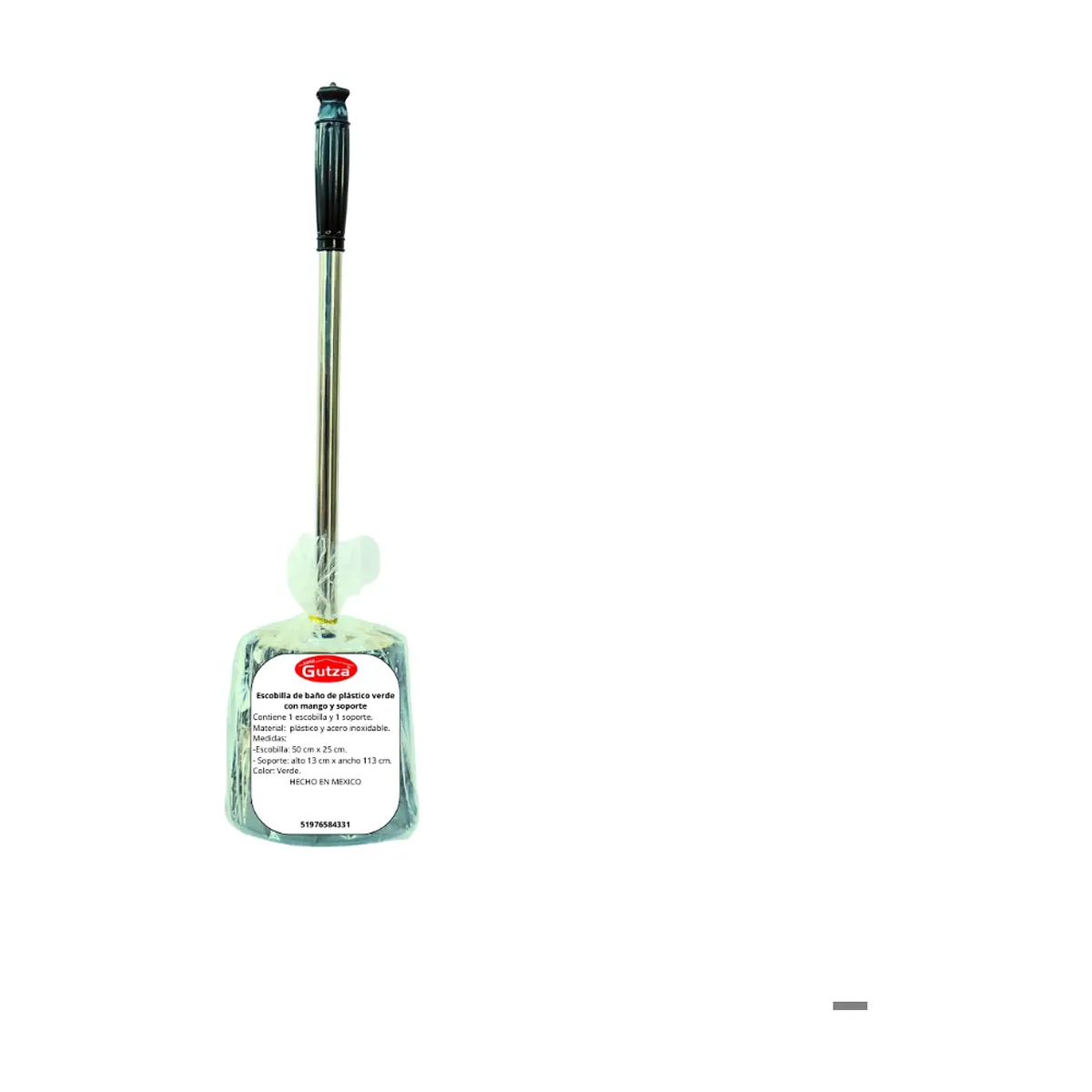 Escobilla de baño de plástico verde con mango y soporte Gutza - Miniatura 3