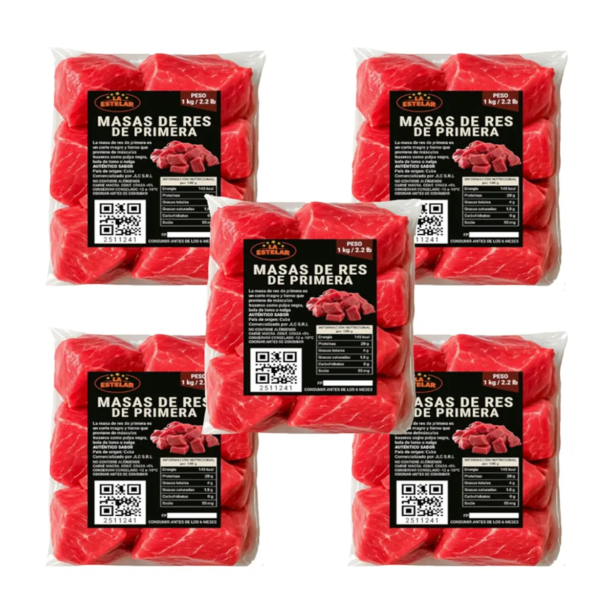 Masas de res de primera La Estelar (5 x 1 kg / 2.2 lb) - Imagen 1