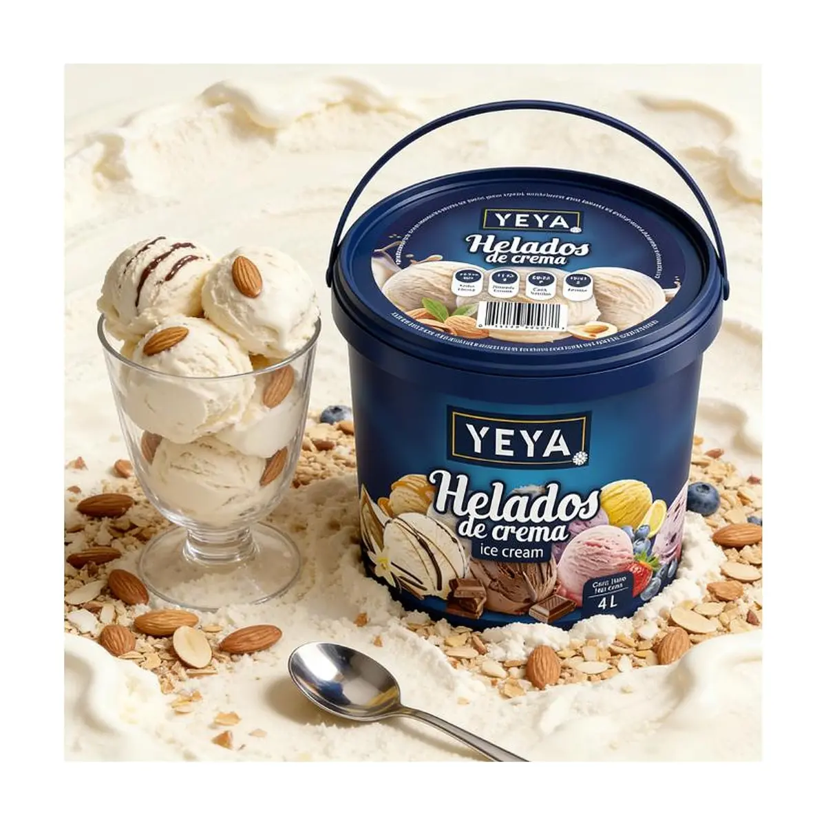 Helado de crema sabor a almendra YEYA (4 L) - Thumbnail 6