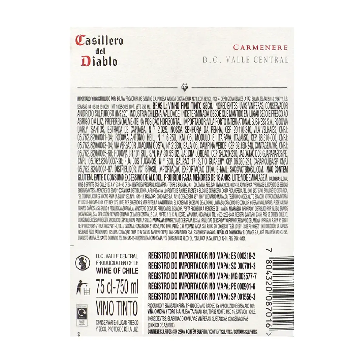 Vino tinto Carmenere Casillero del Diablo (750 ml) - Miniatura 3