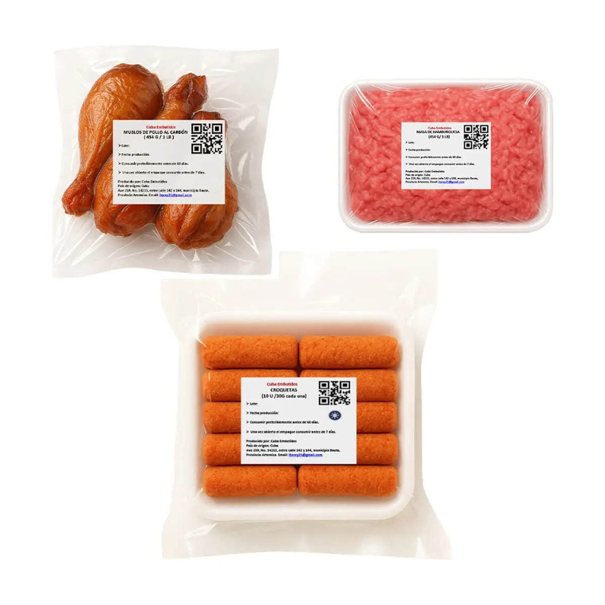 Muslos de pollo al carbón + Masa de hamburguesa + Croquetas de jamón - Thumbnail 2