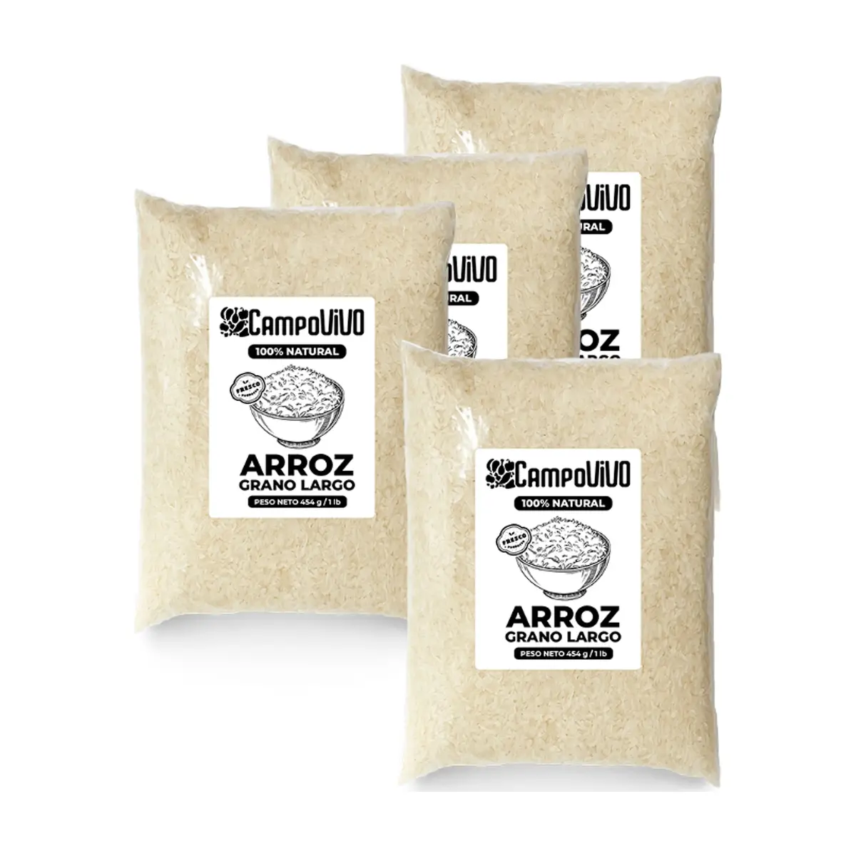Arroz de grano largo Campo Vivo (4 x 454 g / 1 lb)