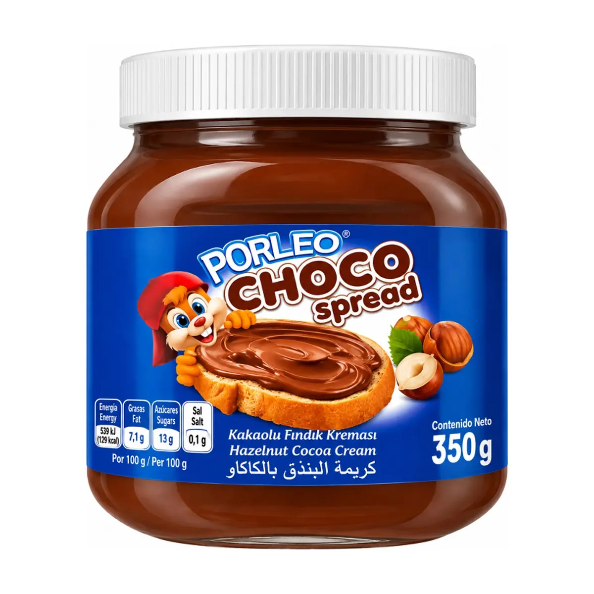Crema de avellana con cacao Porleo (350 g / 12.35 oz) - Miniatura 1