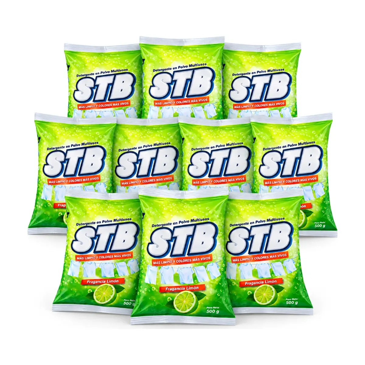 Detergente en polvo multiusos con fragancia a limón STB (10 x 500 g / 1.1 lb)