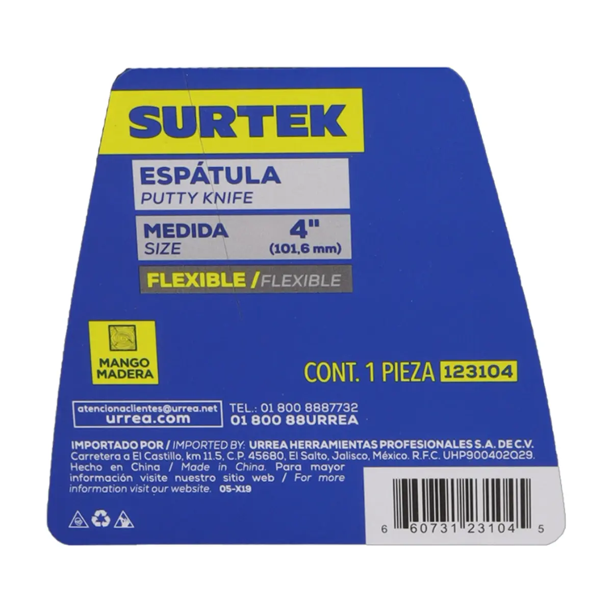 Espátula flexible con mango de madera 4" Surtek 123104 - Thumbnail 3