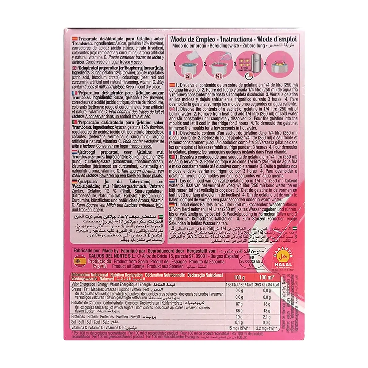 Gelatina sabor frambuesa Calnort (170 g / 6 oz) - Thumbnail 2