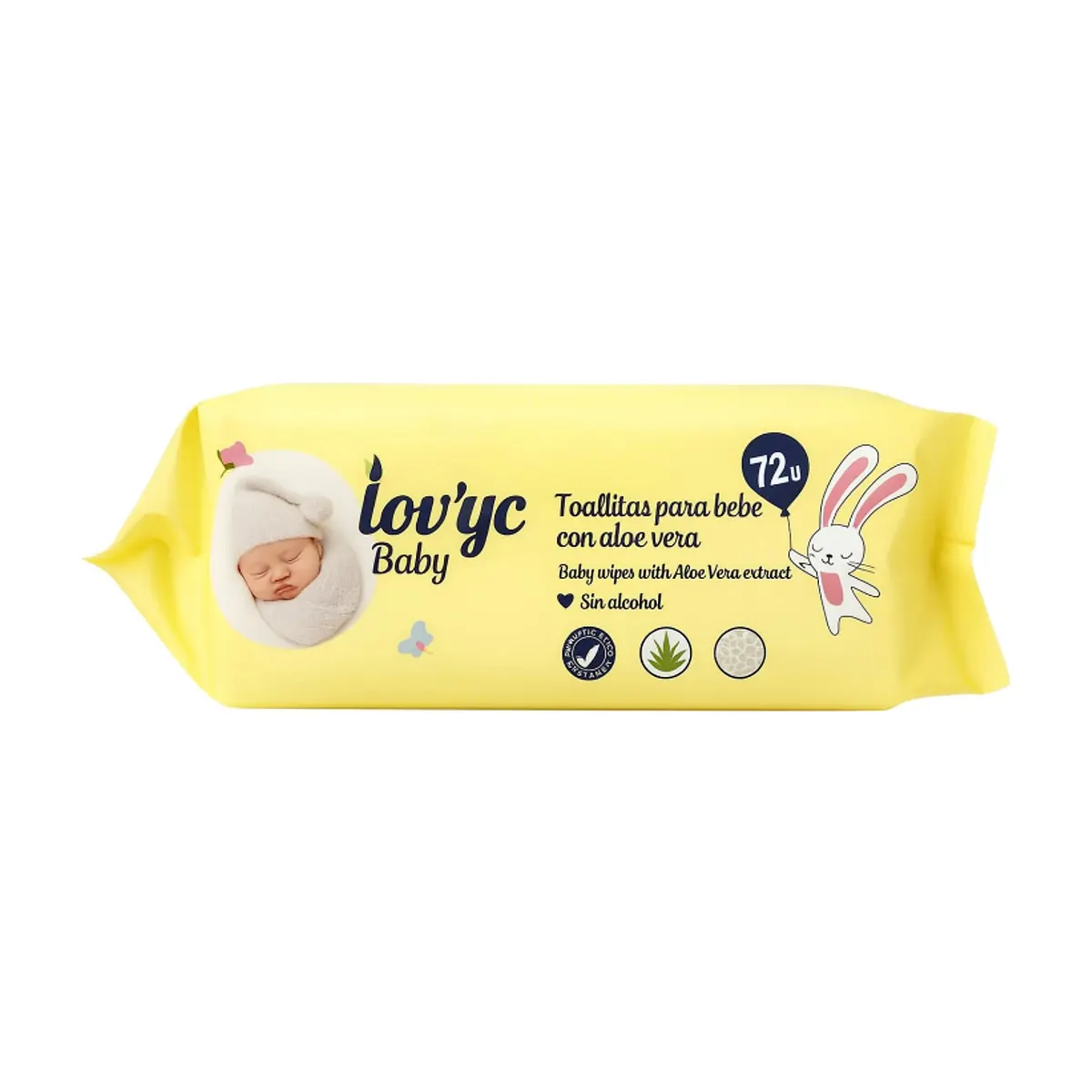 Toallitas húmedas para bebés con aloe vera Lov'yc Baby (72 U) - Thumbnail 2