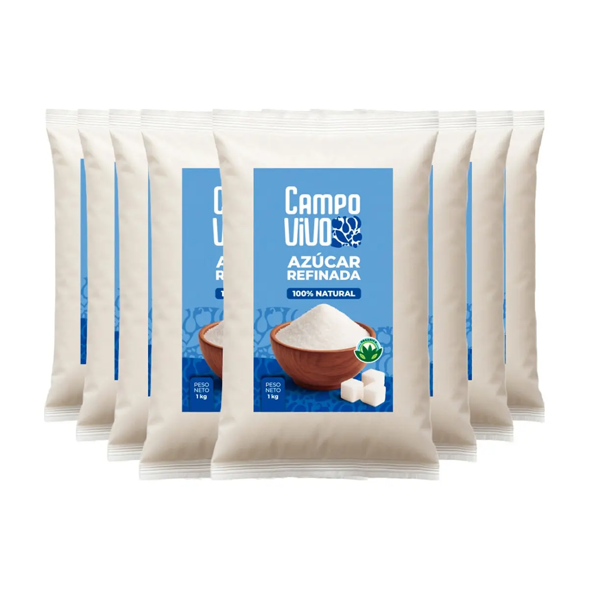 Azúcar blanca refinada Campo Vivo (8 x 1 kg / 2.2 lb) - Miniatura 1
