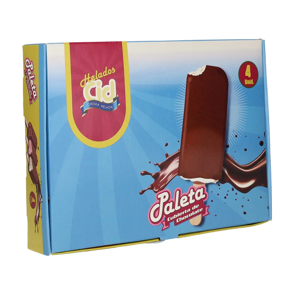 Paleta de helado sabor fresa con cubierta de chocolate CID (4 U)