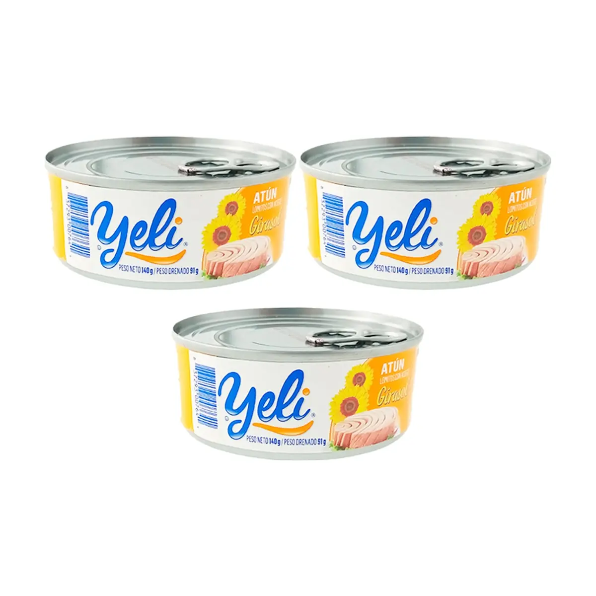 Atún lomitos con aceite de girasol Yeli (3 x 140 g / 4.9 oz)
