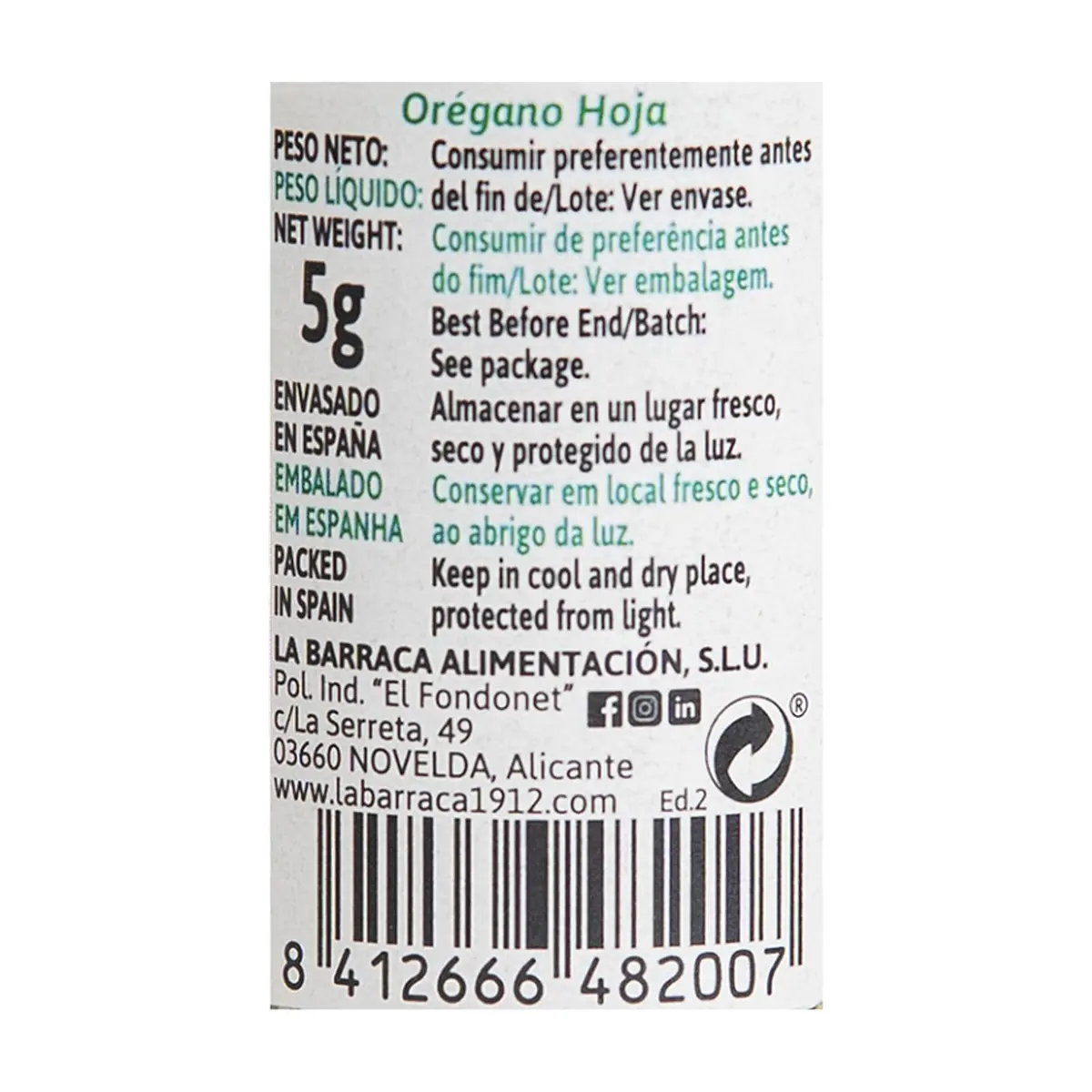 Orégano en hoja La Barraca (5 g / 0.18 oz) - Thumbnail 3