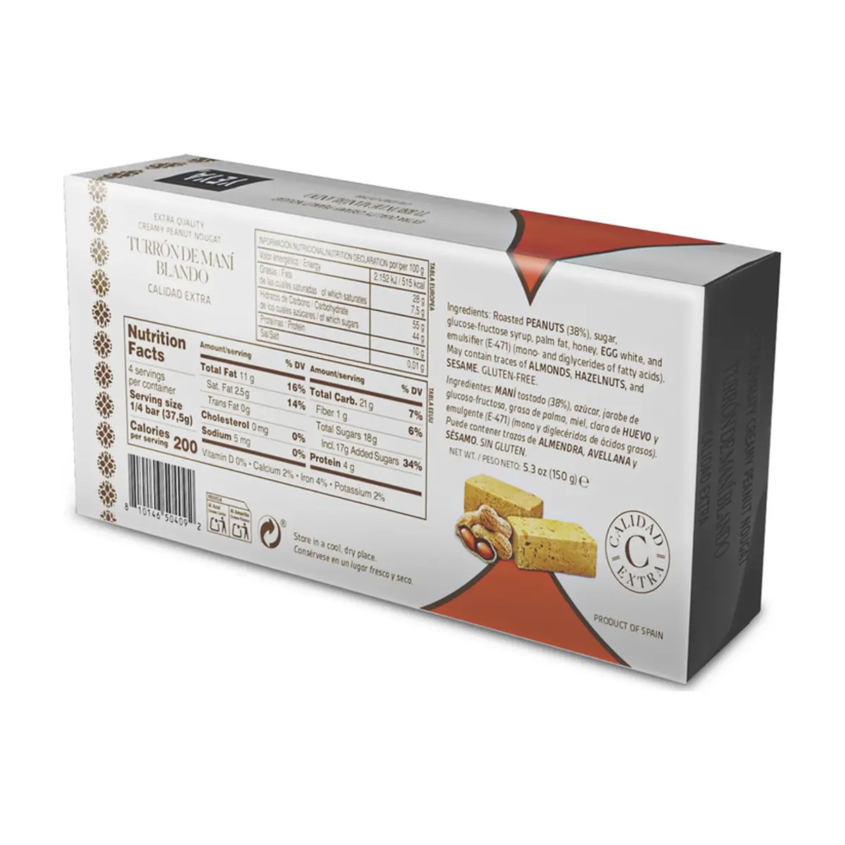 Turrón de Maní Blando Calidad Extra YEYA (150 g / 5.3 oz) - Thumbnail 3