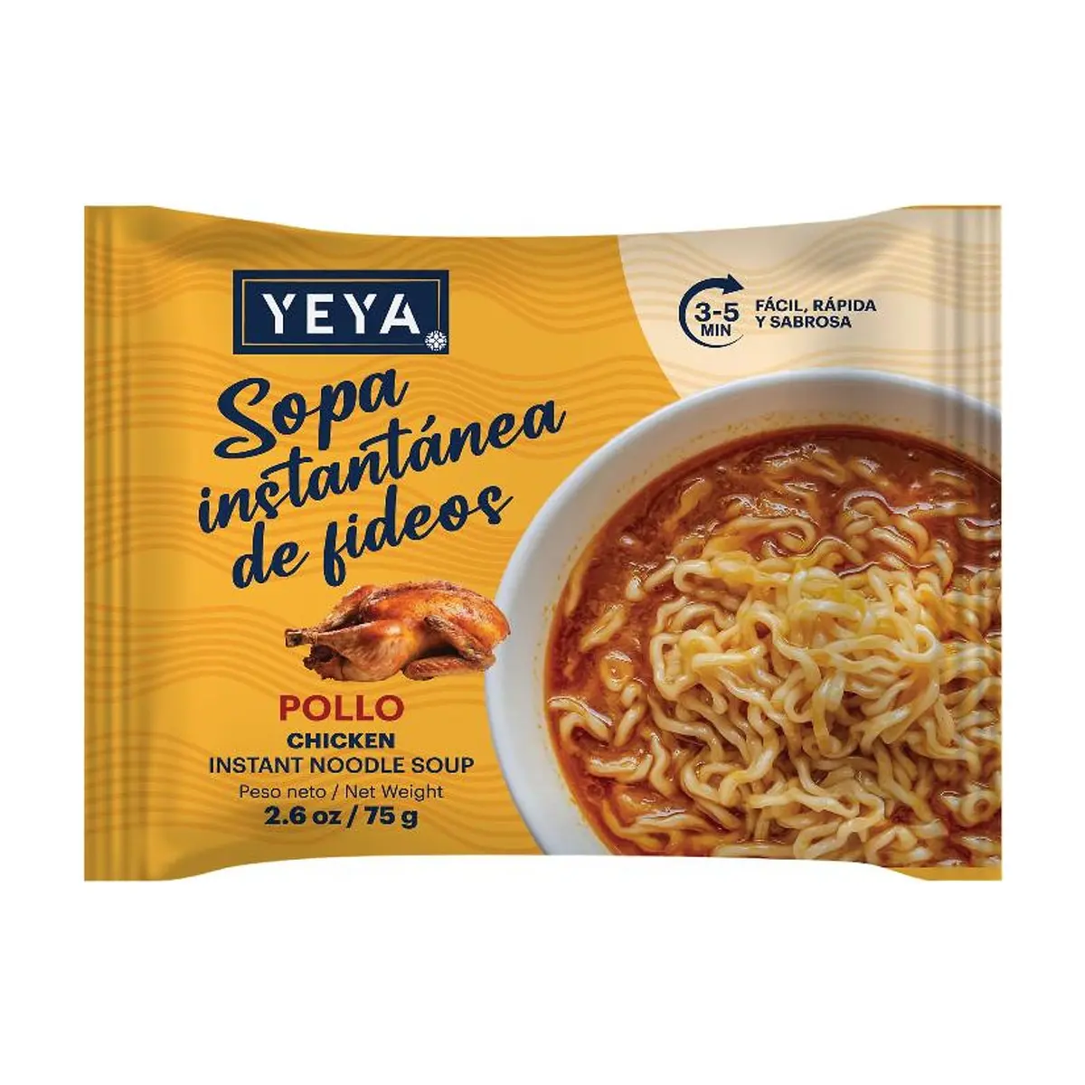 Sopa instantánea de fideos con sabor a pollo YEYA (75 g / 2.6 oz)