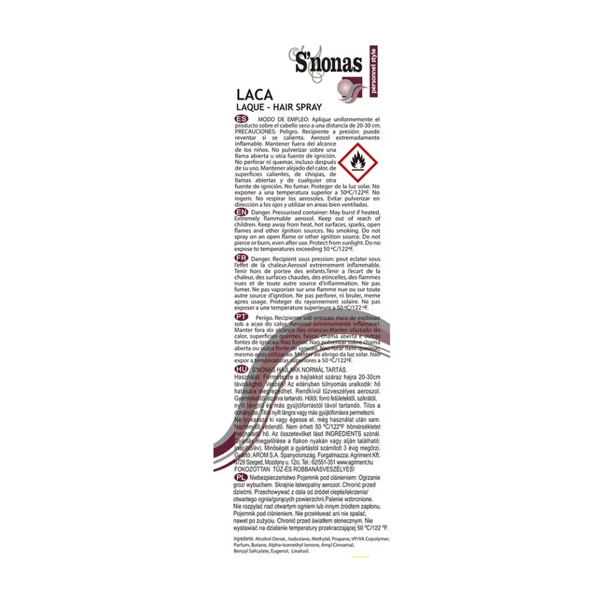 Laca para pelo fijación Normal S'nonas (400 ml / 13.53 oz) - Thumbnail 3