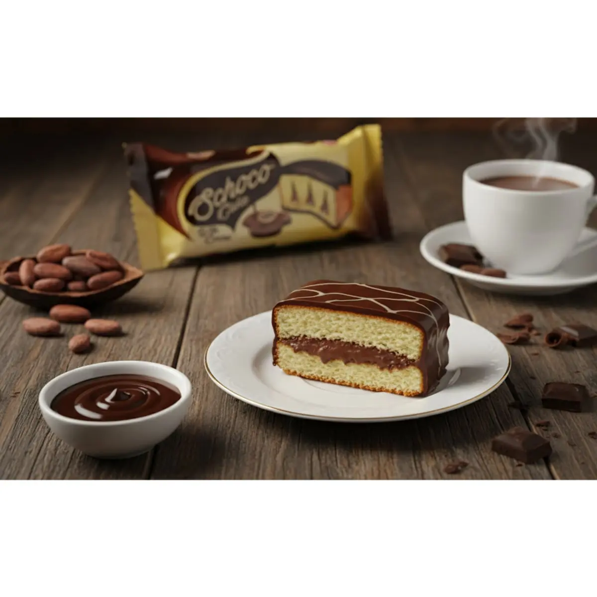 Pastelito relleno de chocolate con cobertura de chocolate Schoco (45 g / 1.6 oz) - Thumbnail 4