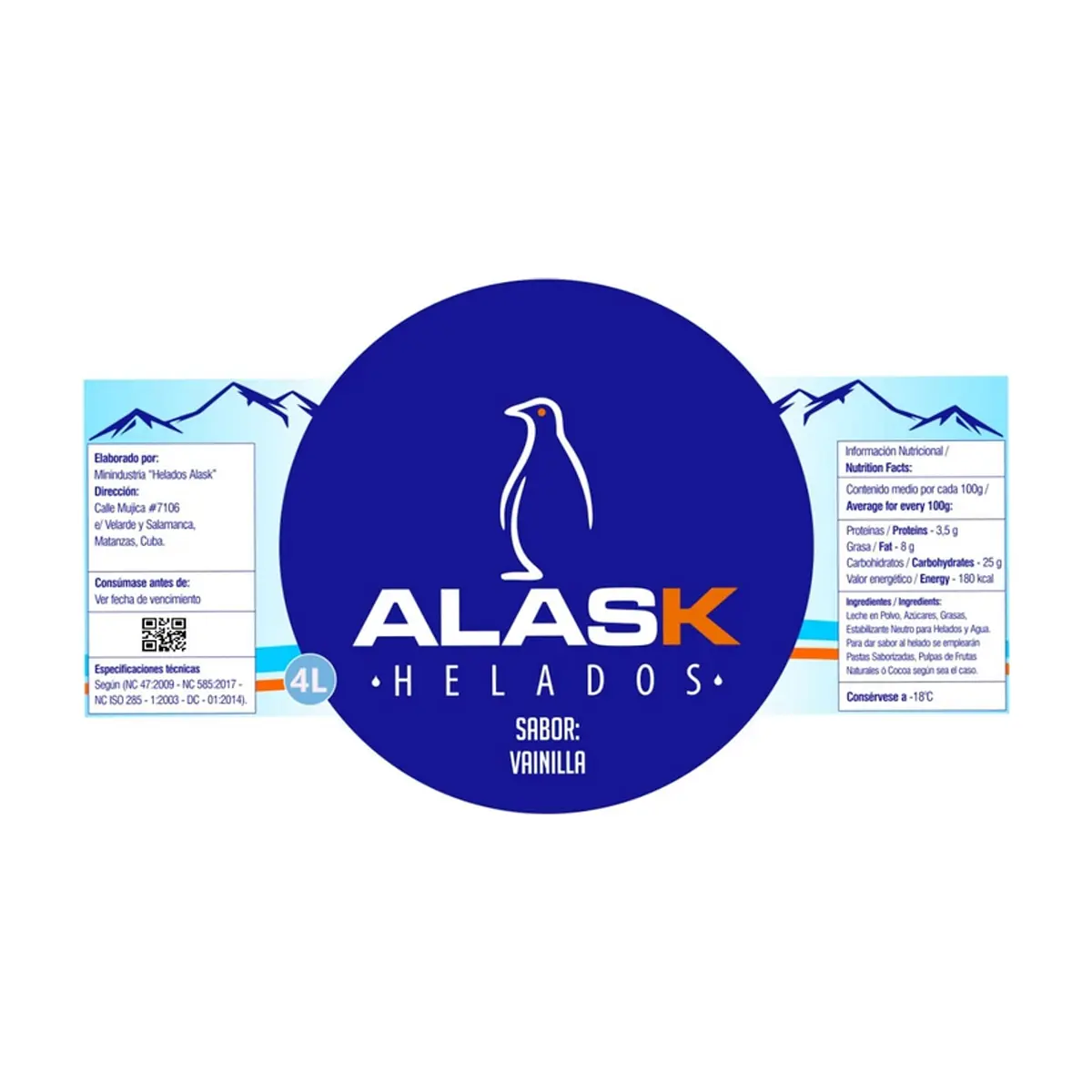 Helado sabor vainilla Alask (4 L) - Miniatura 2