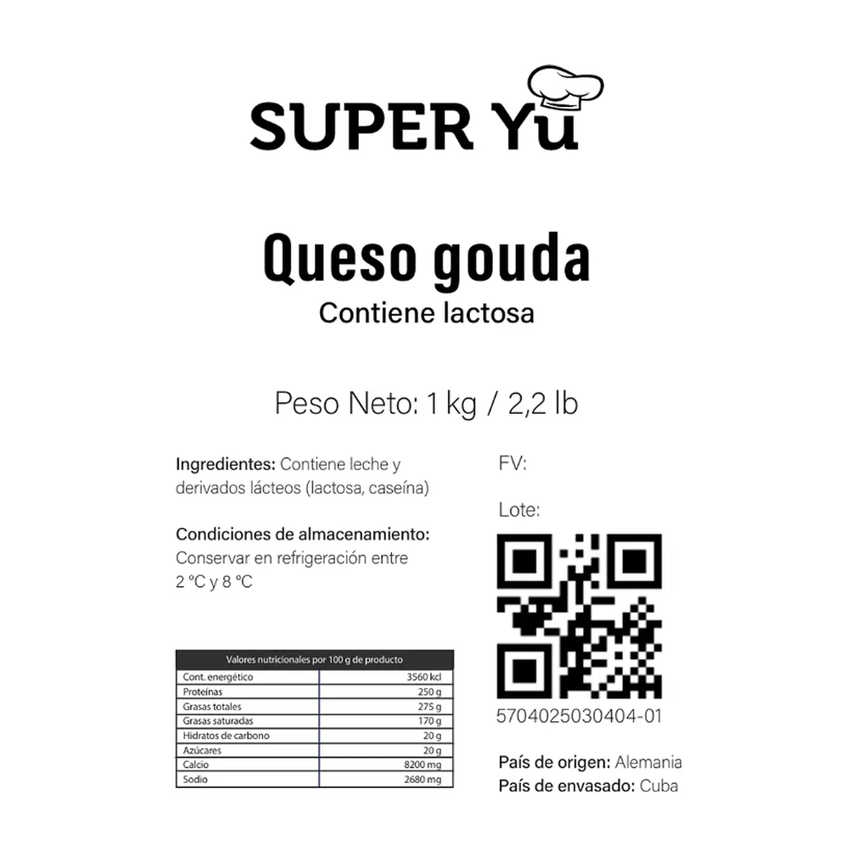 Queso gouda Super Yu (1 kg / 2.2 lb) - Thumbnail 2